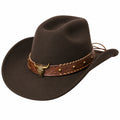 Unisex Westernhut Cowboy Filzhut Dunkelbraun mit Stier-Dekor