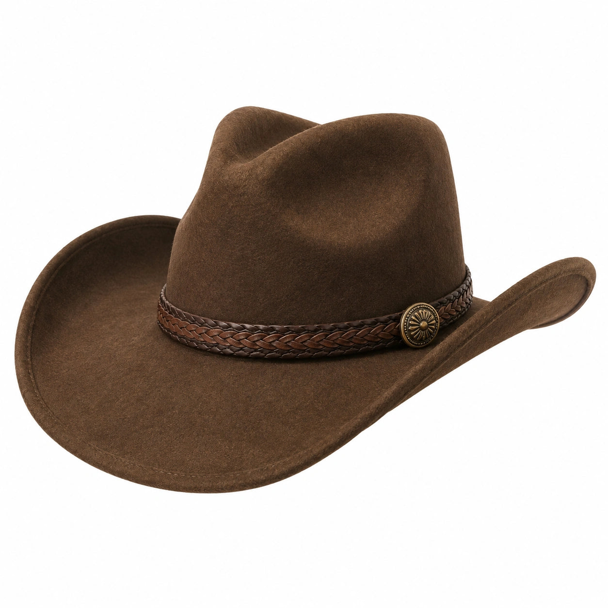 Klassischer Cowboyhut in Braun mit Geflochtenem Band