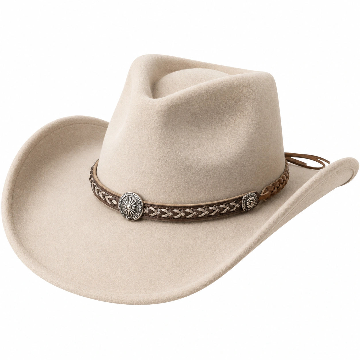 Klassischer Cowboyhut mit Zierband, Beige