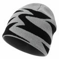 Strickmütze Unisex Grau-Schwarz Zickzack-Muster