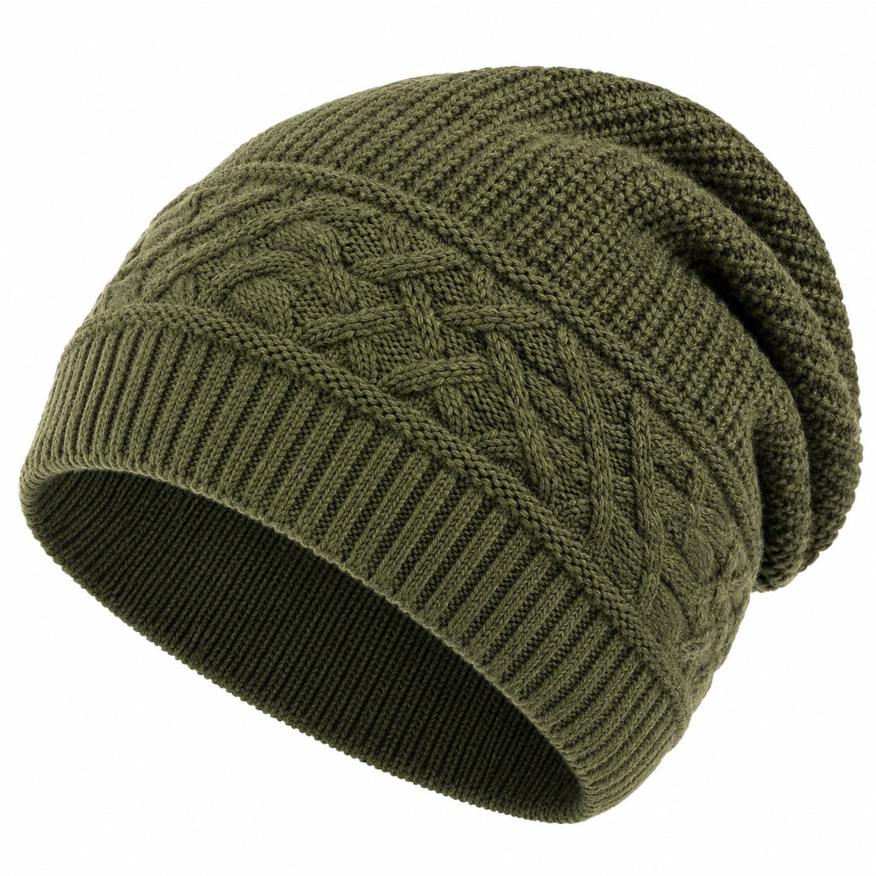 Winter Beanie Mütze Geflochtenes Design Grün