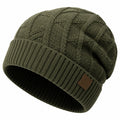 Unisex Strickmütze Zopfmuster Oliv