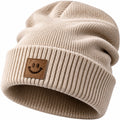Unisex Beanie mit Smiley-Logo Beige