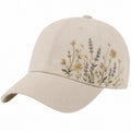 Beige Unisex Baseballkappe mit Blumenstickerei
