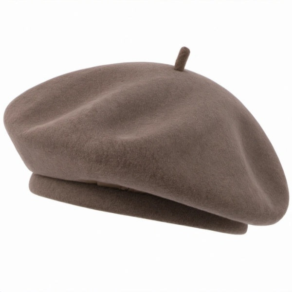 Klassische Damen Baskenmütze Taupe