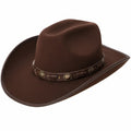 Brauner Western-Cowboyhut mit Breitrand