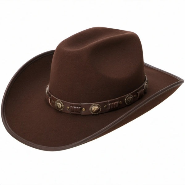 Brauner Western-Cowboyhut mit Breitrand
