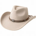 Klassischer Cowboyhut mit Zierband, Beige