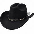Schwarzer Cowboyhut mit Metallverzierungen
