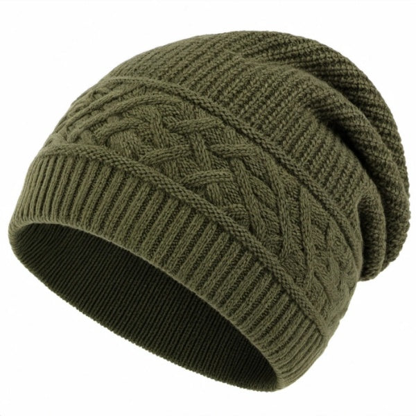 Winter Beanie Mütze Geflochtenes Design Grün