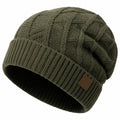 Unisex Strickmütze Zopfmuster Oliv