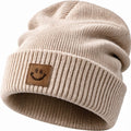 Unisex Beanie mit Smiley-Logo Beige
